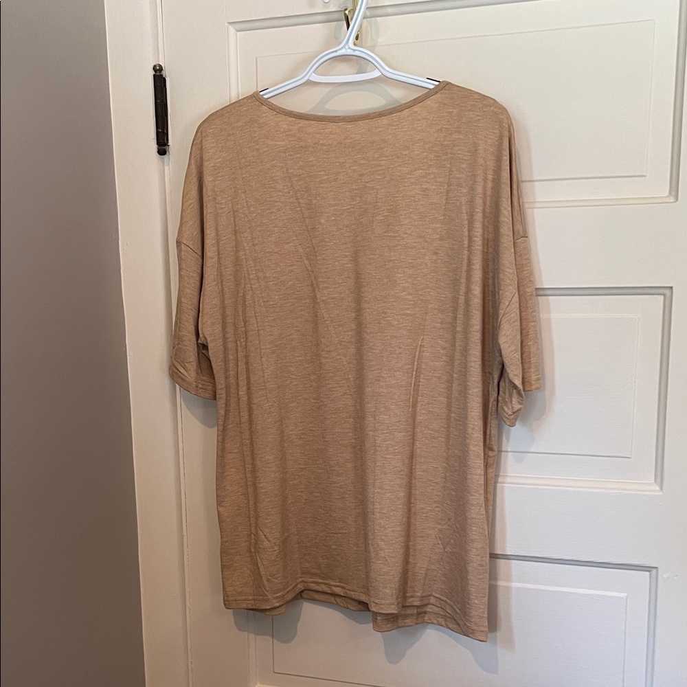 Casual Tan Short Sleeve Women's Tee - Picture 2 of 2